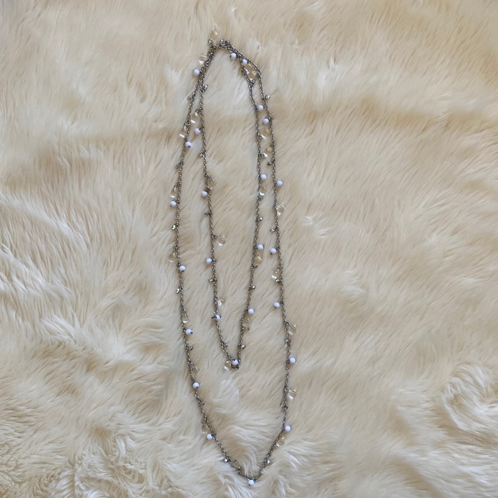 Silver Beaded Wrap Necklace